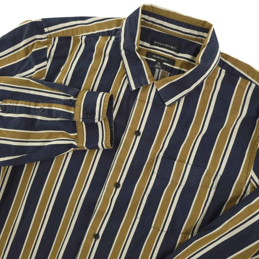 Banana Republic Shirt Mens XL Multicolor Stripe Long Sleeve Button Up Slim Fit